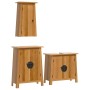 Set Mobili da Bagno 3 pz in Legno Massello di Pino