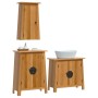 Set Mobili da Bagno 3 pz in Legno Massello di Pino