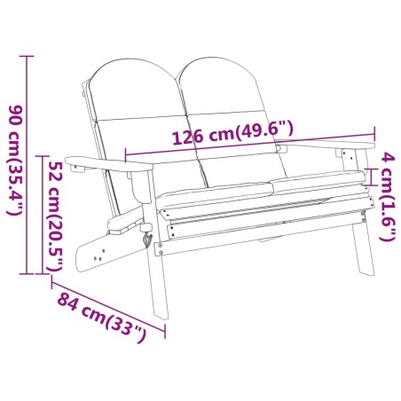 Panchina Giardino Adirondack Cuscini 126 cm Massello di Acacia