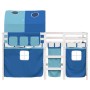 Letto a Soppalco con Tunnel Bambini Blu 80x200cm Massello Pino