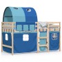 Letto a Soppalco con Tunnel Bambini Blu 90x200cm Massello Pino