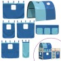 Letto a Soppalco con Tunnel Bambini Blu 90x200cm Massello Pino