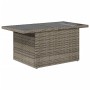 Tavolo da Giardino Piano in Vetro Grigio 100x55x73cm Polyrattan