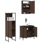 Set Mobili da Bagno 3 pz Rovere Marrone in Legno Multistrato