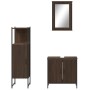 Set Mobili da Bagno 3 pz Rovere Marrone in Legno Multistrato