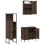 Set Mobili da Bagno 3 pz Rovere Marrone in Legno Multistrato