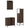 Set Mobili da Bagno 3 pz Rovere Marrone in Legno Multistrato