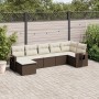 Set Divani da Giardino 7 pz con Cuscini Marrone in Polyrattan