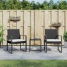 Set da Pranzo da Giardino 3 pz Nero con Cuscini in Rattan PP