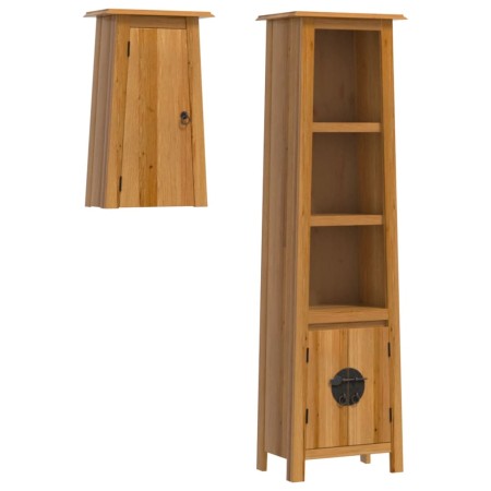 Set Mobili da Bagno 2 pz in Legno Massello di Pino