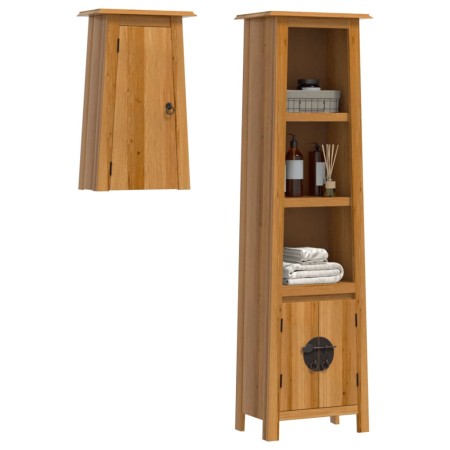 Set Mobili da Bagno 2 pz in Legno Massello di Pino