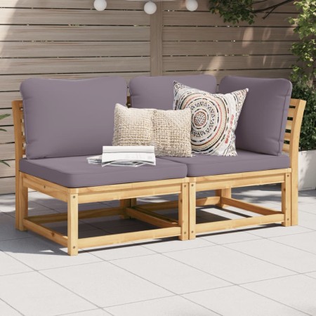 Set Salotto da Giardino 2 pz con Cuscini Legno Massello Acacia