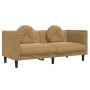 Set di Divani 3 pz con Cuscini Marrone in Velluto