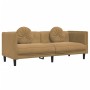 Set di Divani 3 pz con Cuscini Marrone in Velluto