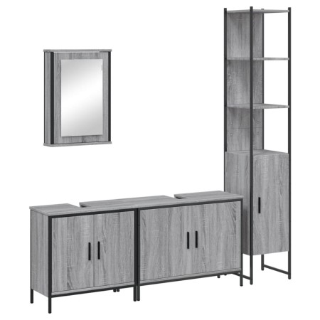 Set Mobili da Bagno 4 pz Grigio Sonoma in Legno Multistrato