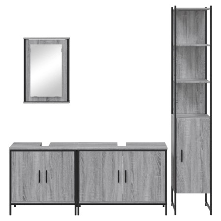 Set Mobili da Bagno 4 pz Grigio Sonoma in Legno Multistrato