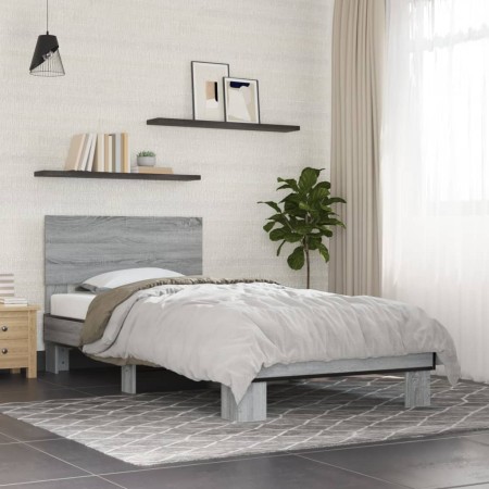 Giroletto Grigio Sonoma 90x190cm in Legno Multistrato e Metallo