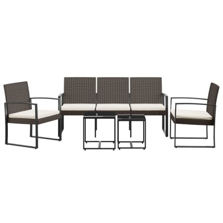 Set da Pranzo da Giardino 5 pz con Cuscini in PP Rattan Marrone