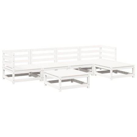 Set Divani da Giardino 6 pz Bianco in Legno Massello di Pino