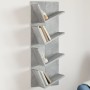 Libreria a Parete a 4 Ripiani Grigio Cemento 33x16x90 cm