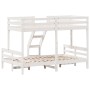 Letto a Castello 80x200/120x200cm Bianco Legno Massello di Pino