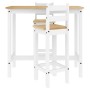 Set da Bar 3 pz Bianco in Legno Massello di Pino