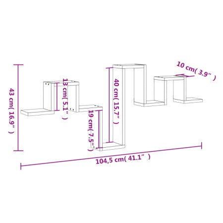 Mensola a Muro Rovere Fumo 104,5x10x43 cm Legno Multistrato