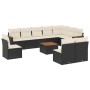 Set Divani da Giardino 11 pz con Cuscini in Polyrattan Nero