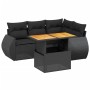 Set Divani da Giardino 5 pz con Cuscini in Polyrattan Nero