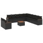 Set Divani da Giardino 12 pz con Cuscini Nero in Polyrattan