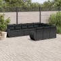 Set Divani da Giardino 10pz con Cuscini in Polyrattan Nero