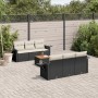 Set Divani da Giardino con Cuscini 7pz Nero Polyrattan