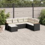 Set Divani da Giardino con Cuscini 7pz Nero Polyrattan