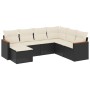 Set Divani da Giardino con Cuscini 7pz Nero Polyrattan