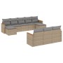 Set Divano da Giardino 10 pz con Cuscini Beige Misto Polyrattan