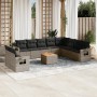 Set Divani da Giardino 11 pz con Cuscini in Polyrattan Grigio