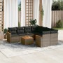 Set Divano da Giardino 9 pz con Cuscini Grigio in Polyrattan