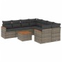 Set Divano da Giardino 9 pz con Cuscini Grigio in Polyrattan