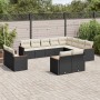 Set Divani da Giardino 12 pz con Cuscini Nero in Polyrattan