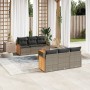 Set Divani da Giardino 7 pz con Cuscini Grigio in Polyrattan