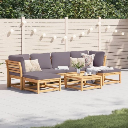 Set Salotto da Giardino 7 pz con Cuscini Legno Massello Acacia