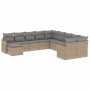 Set Divano da Giardino 11 pz con Cuscini Beige Misto Polyrattan