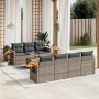 Set Divano da Giardino 8 pz con Cuscini Grigio in Polyrattan