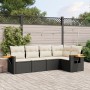 Set Divani da Giardino 5 pz con Cuscini in Polyrattan Nero