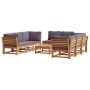 Set Salotto Giardino 9 pz con Cuscini Legno Massello di Acacia