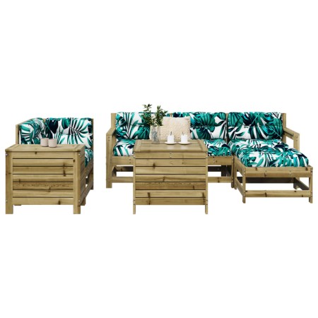 Set Divani da Giardino 7 pz in Legno Impregnato di Pino