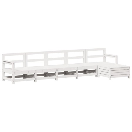 Set Divani da Giardino 6 pz Bianco in Legno Massello di Pino