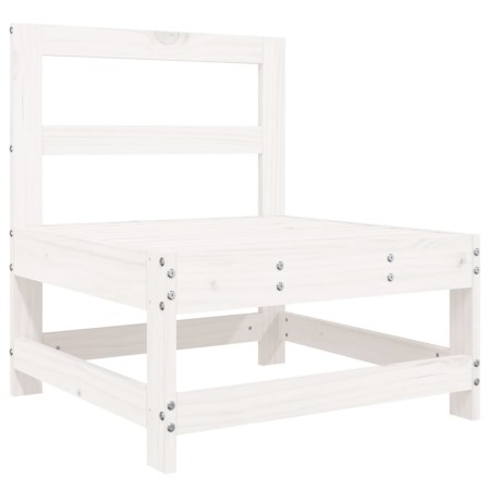 Set Divani da Giardino 6 pz Bianco in Legno Massello di Pino