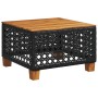 Tavolo da Giardino Nero 55x55x36cm in Polyrattan e Legno Acacia