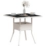 Tavolo Giardino con Piano Vetro Bianco 80x80x75 cm Polyrattan